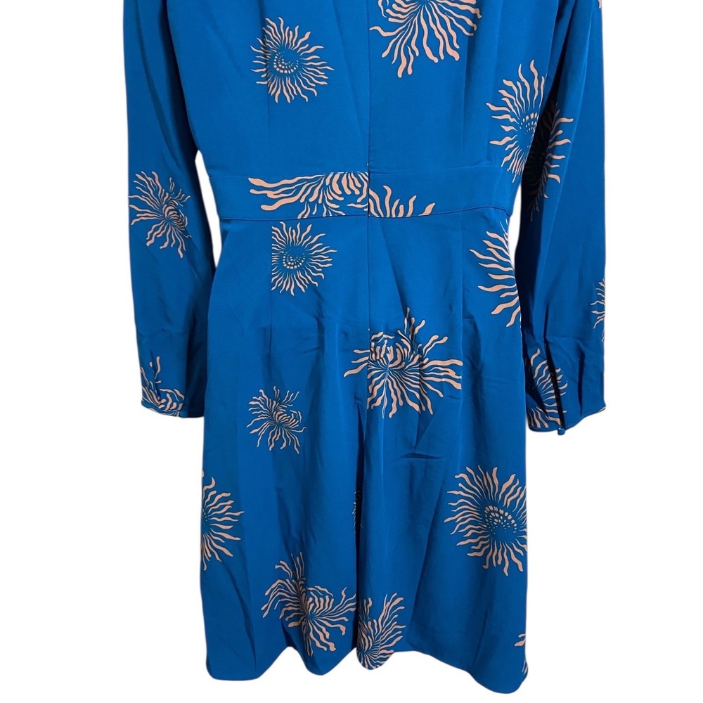 Ann Taylor LOFT Petite Blue Sunburst Print Long Sleeve A-Line Dress Size 6P - Picture 11 of 11